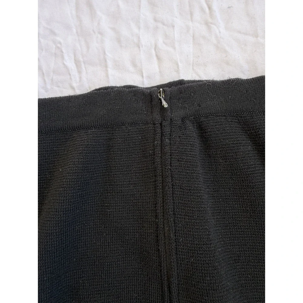 Vintage Palio Wool Skirt Black Knit  Knee Length Zipper Classic Made in Italy M